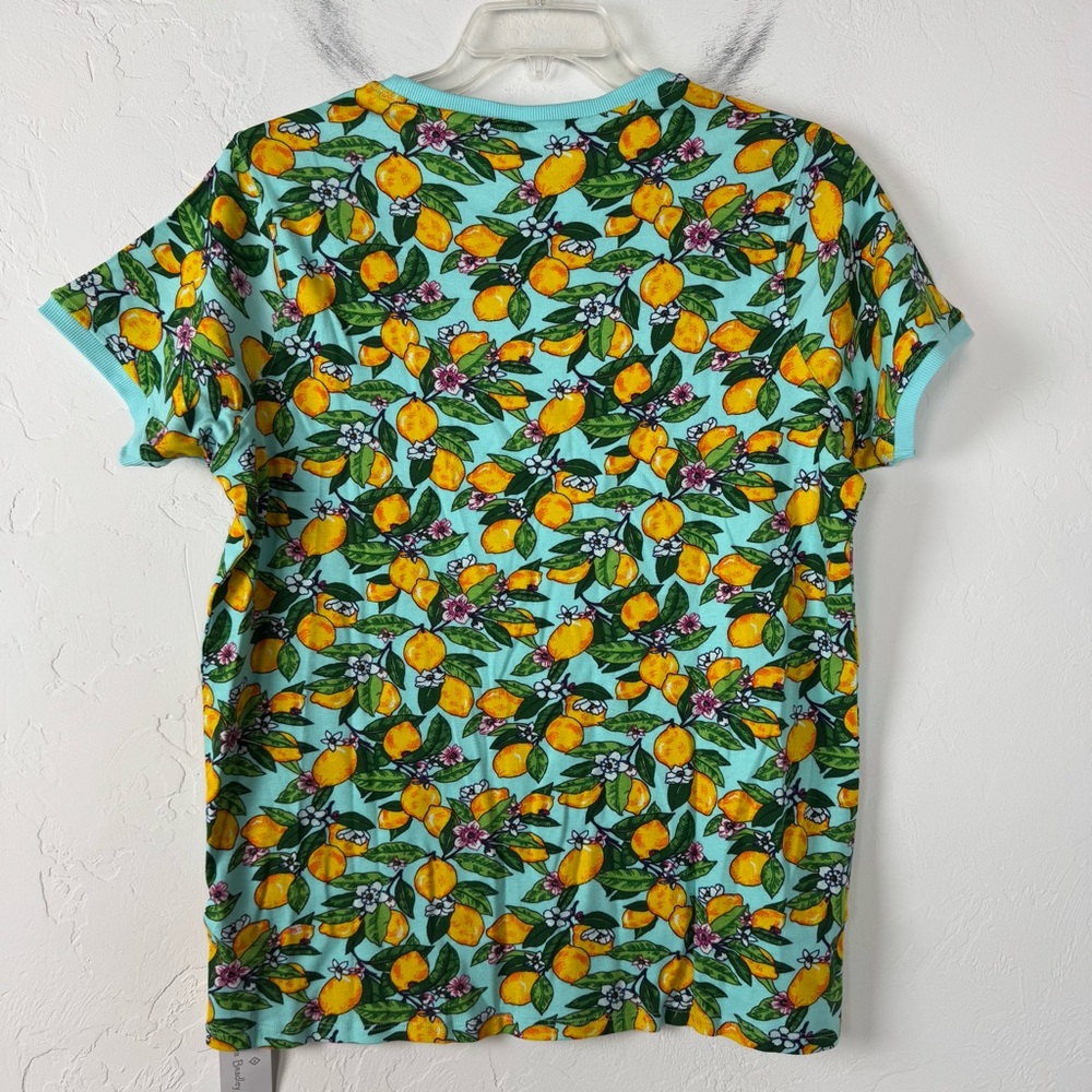 Vera Bradley Shirt Knit Top Tee Ribbed Pajama PJ Sleep Lemon Grove Printed Blue - Picture 2 of 4